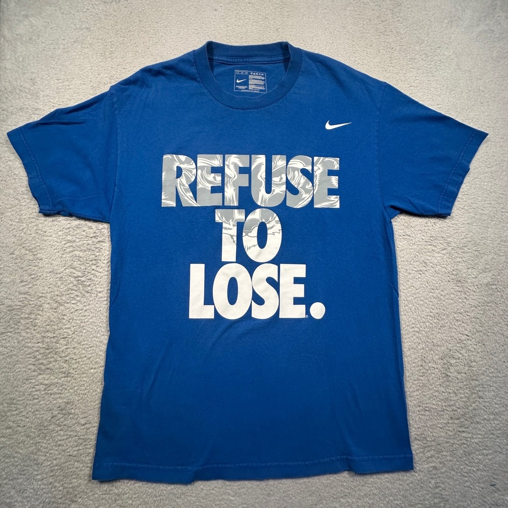 Nike Kentucky Wildcats Basketball Tee Mens Large Blue Refuse To Lose UK Logo Y2K